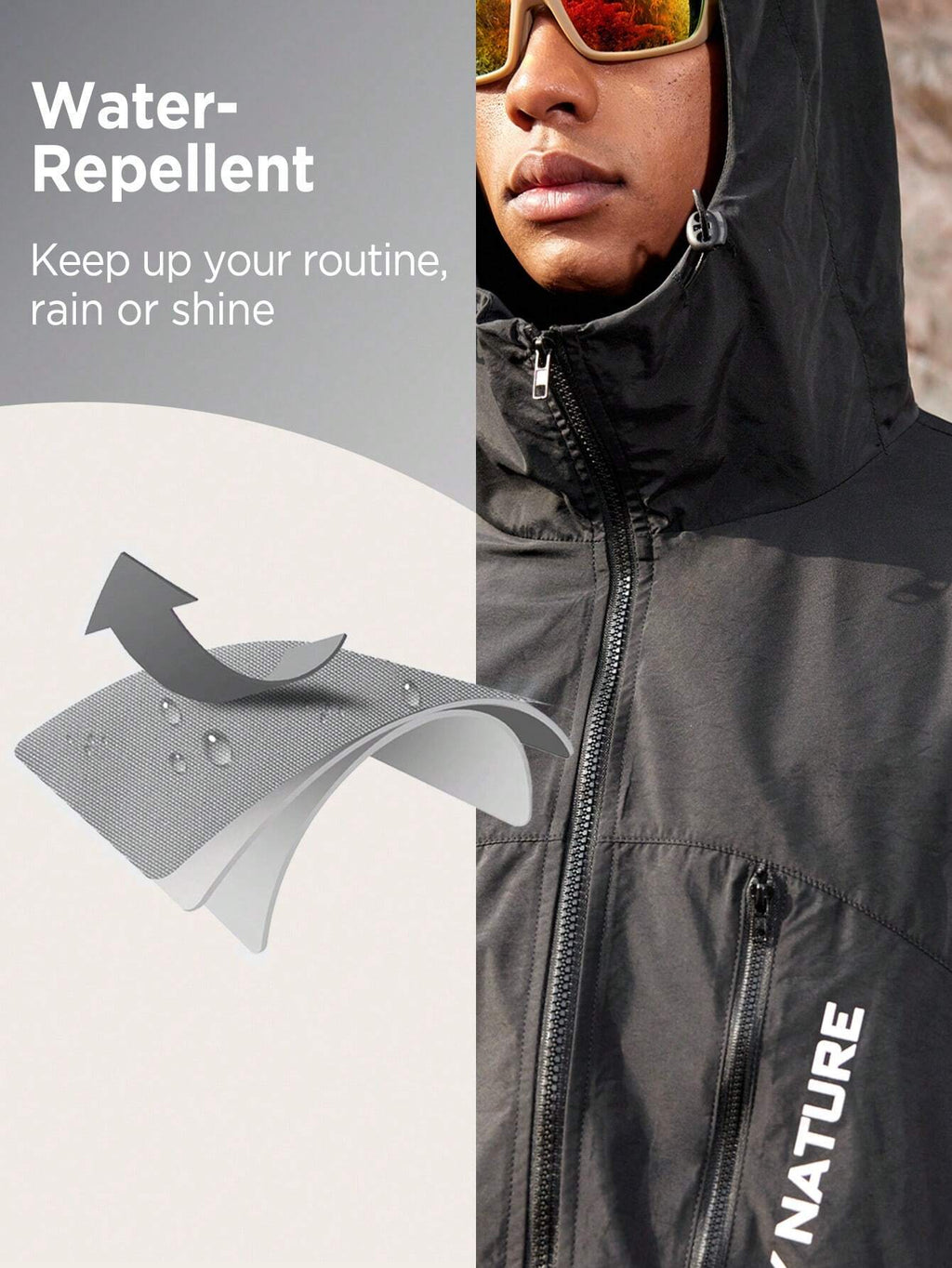 Chaqueta Outdoor. Corta viento Hombre con Capucha.