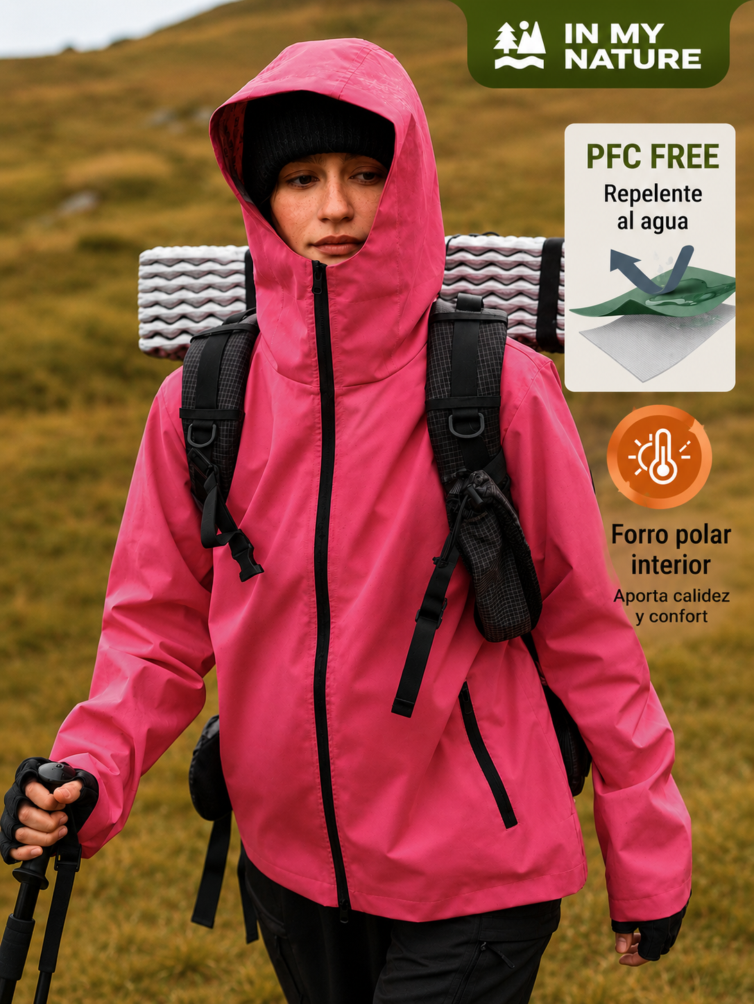 Chaqueta Outdoor 2 en 1 Impermeable Mujer