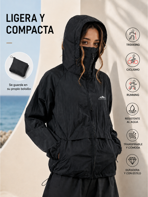 Chaqueta Cortaviento Outdoor Ultraliviana Negra